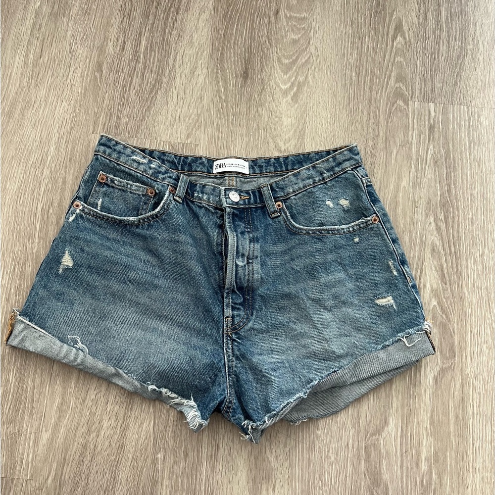 ZARA high waisted denim shorts 8
